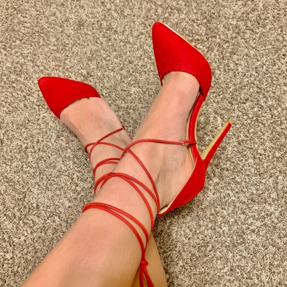 Charlotte Russe Red Lace Up 4-inch Heels - Picture 2 of 3